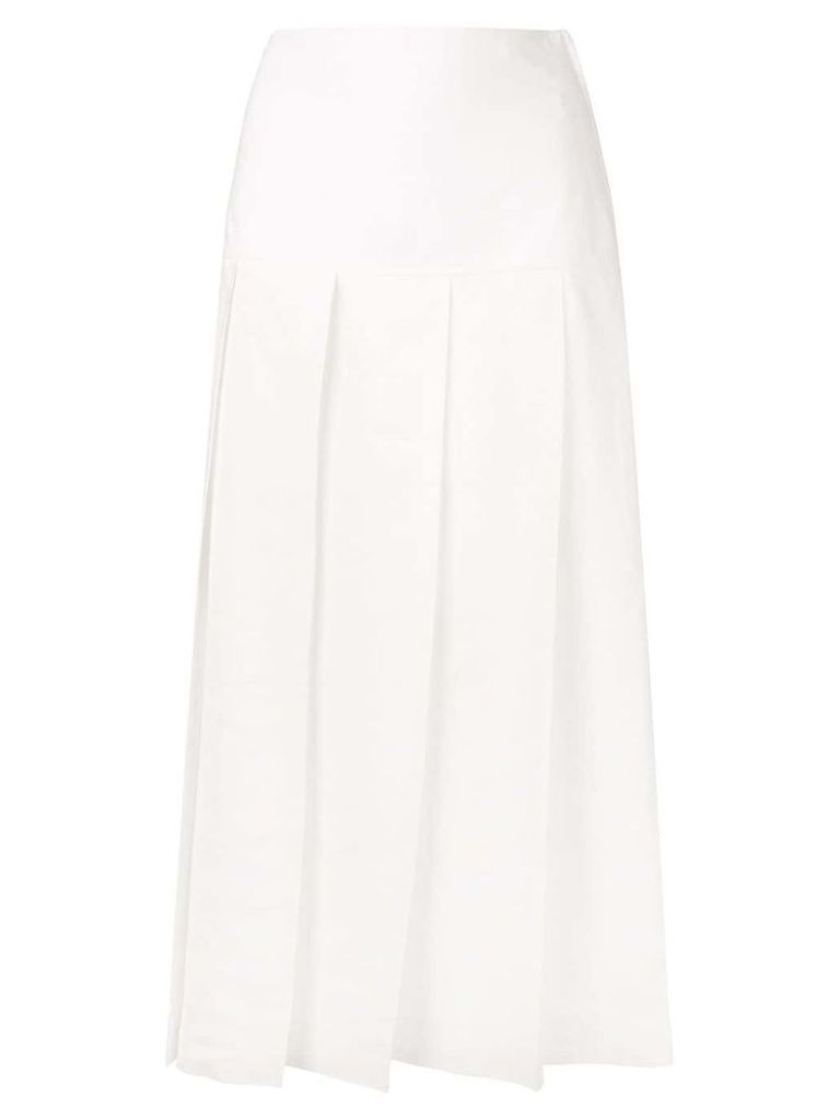 Jil Sander midi pleated skirt - White
