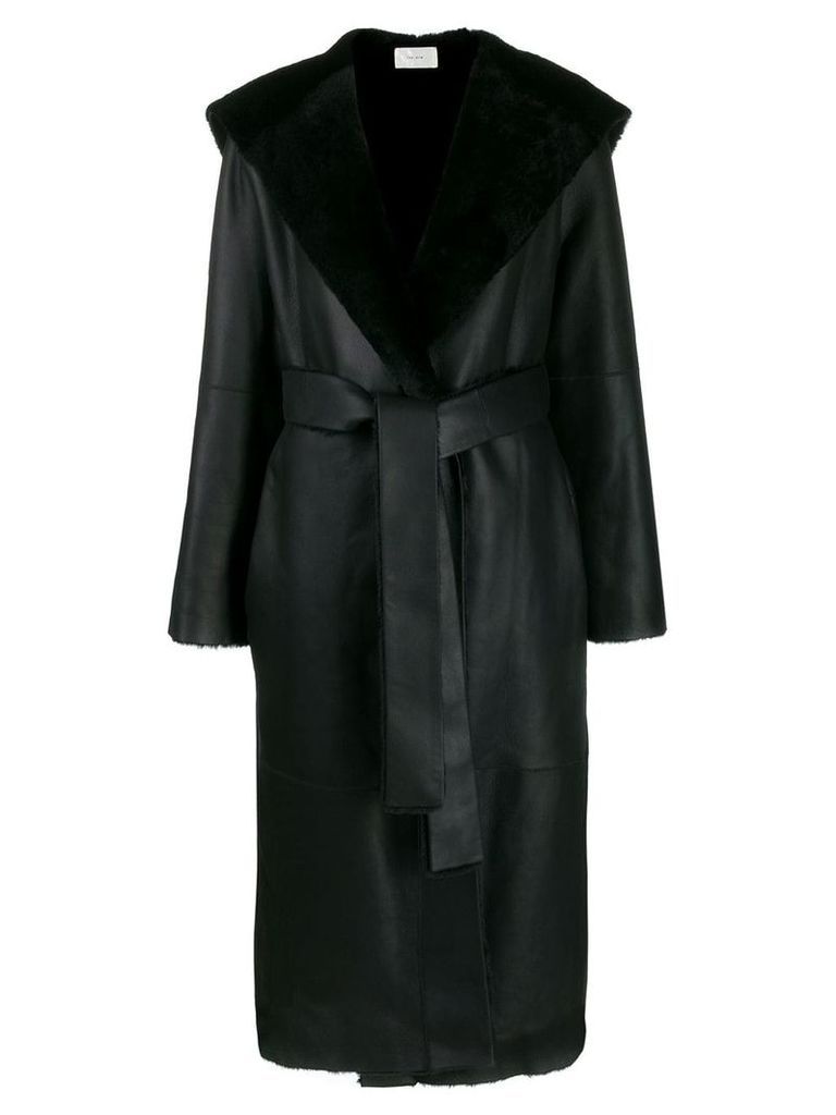 The Row hooded leather midi coat - Black