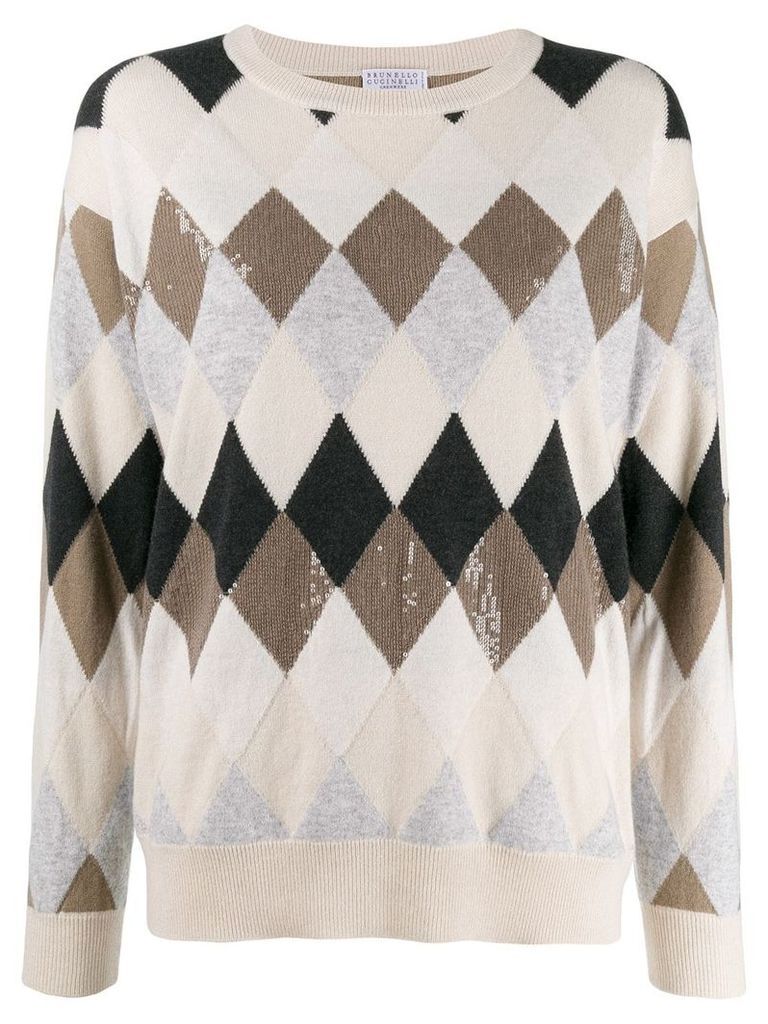 Brunello Cucinelli relaxed-fit patterned jumper - NEUTRALS