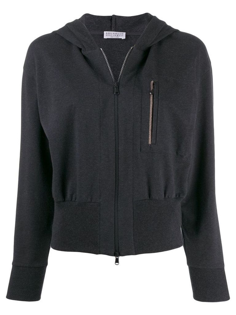 Brunello Cucinelli zip front hooded jacket - Grey