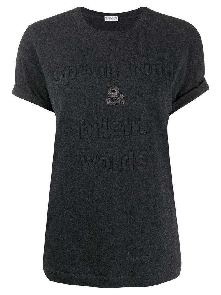 Brunello Cucinelli slogan embroidered T-shirt - Grey