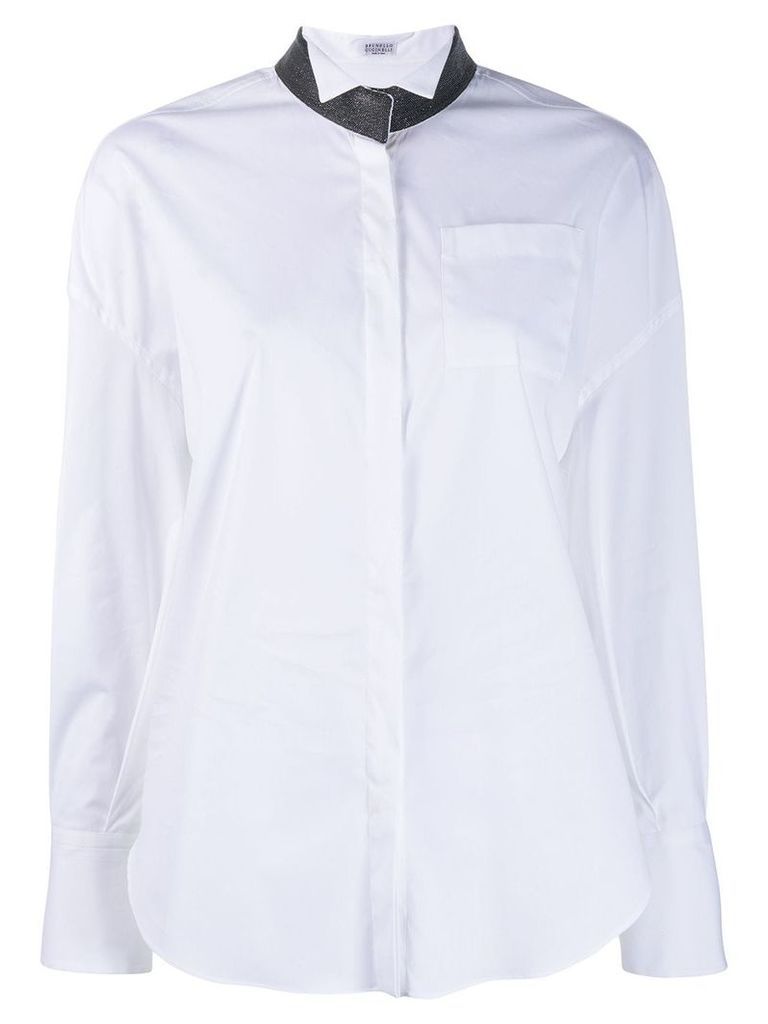 Brunello Cucinelli beaded collar shirt - White