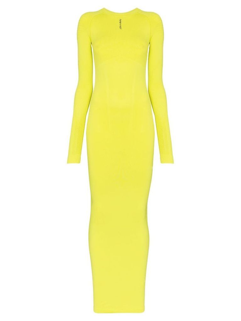 Unravel Project long-sleeve fitted maxi-dress - Yellow