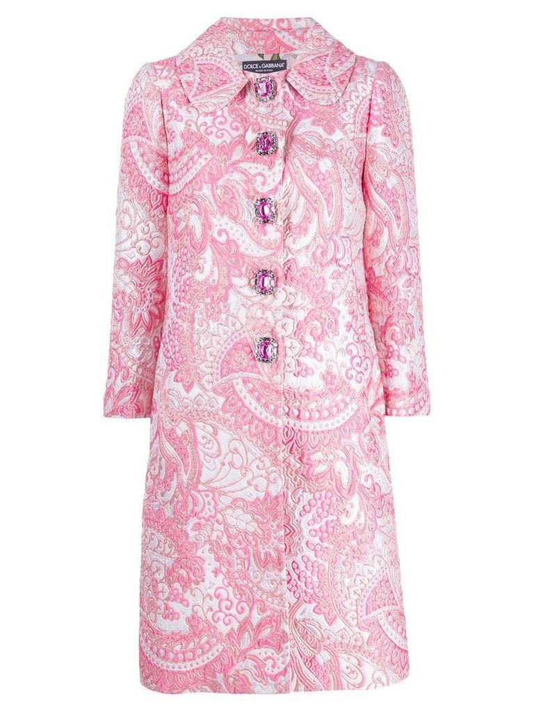 Dolce & Gabbana floral embroidered coat - White