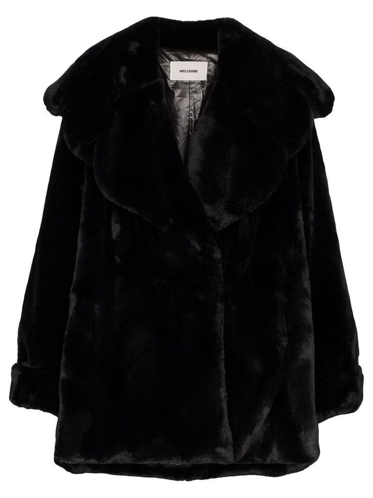 We11done faux fur oversized coat - Black