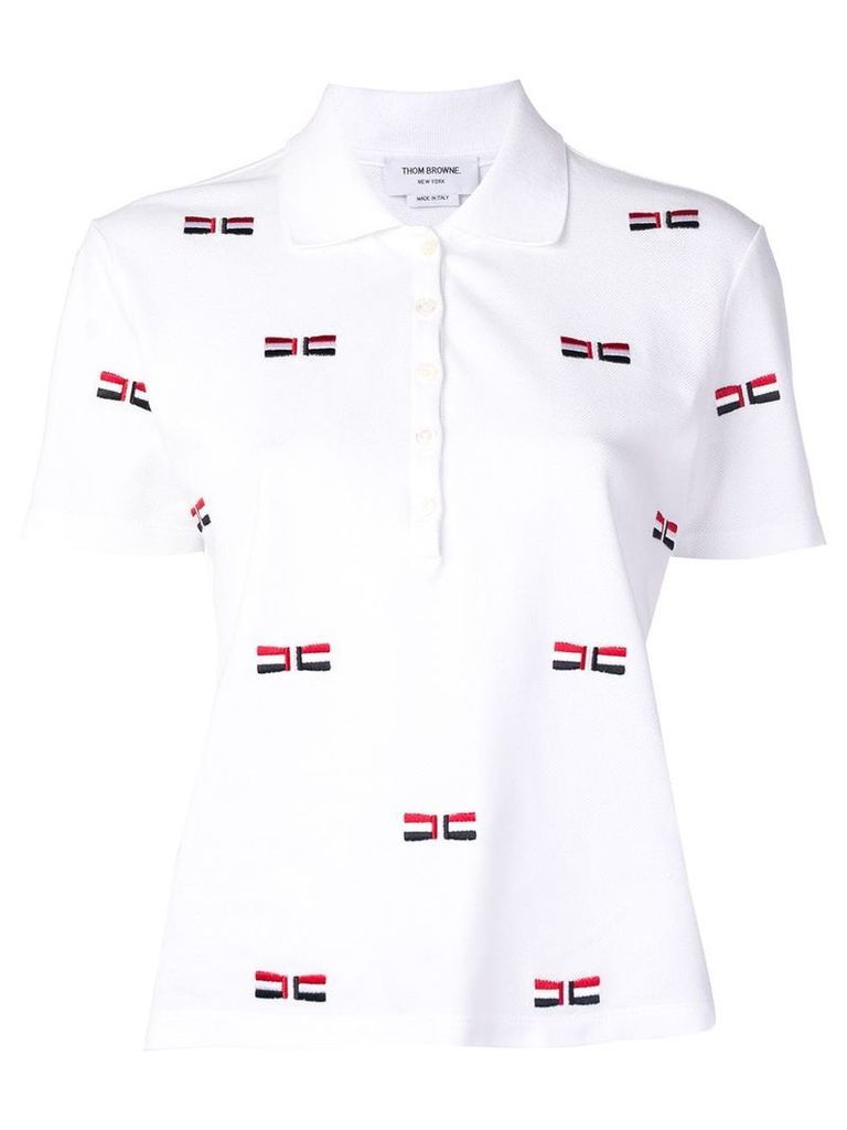 Thom Browne Bow Embroidery Relaxed Polo - White