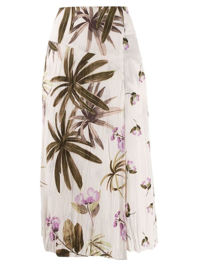 Vince asymmetric floral print skirt - Neutrals