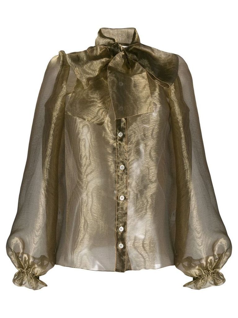 Dolce & Gabbana sheer pussy bow blouse - Green