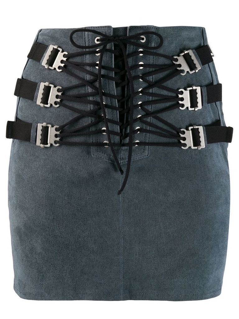 UNRAVEL PROJECT lace-up mini skirt - Blue