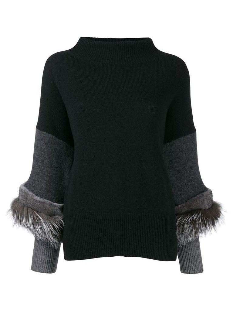 Agnona knit mink fur trim jumper - Black