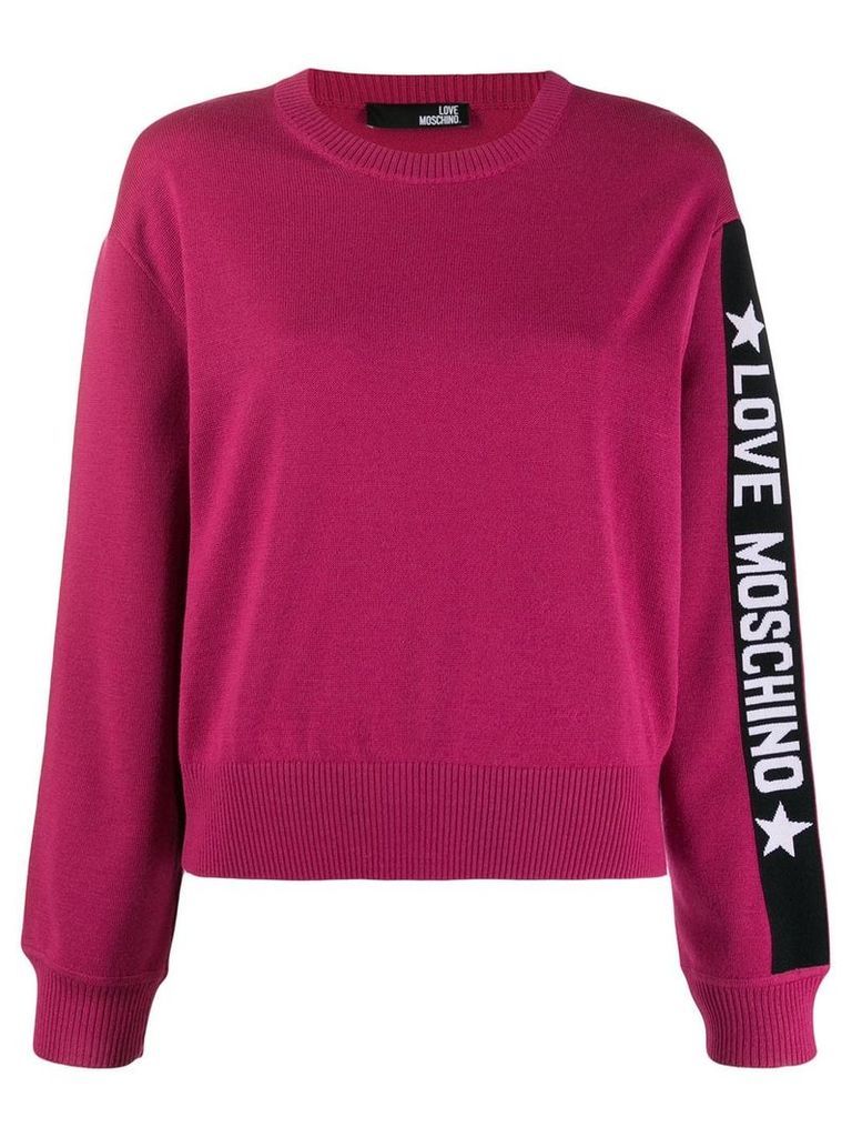 Love Moschino logo print knit sweater - PINK