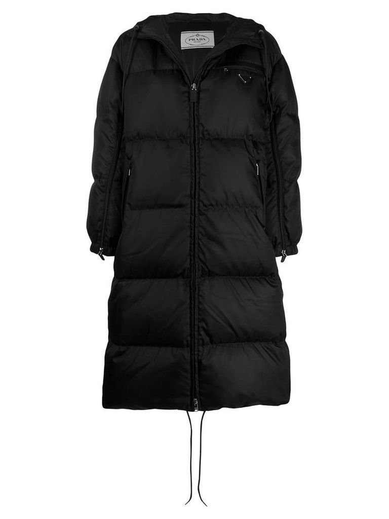 Prada feather down zipped long coat - Black