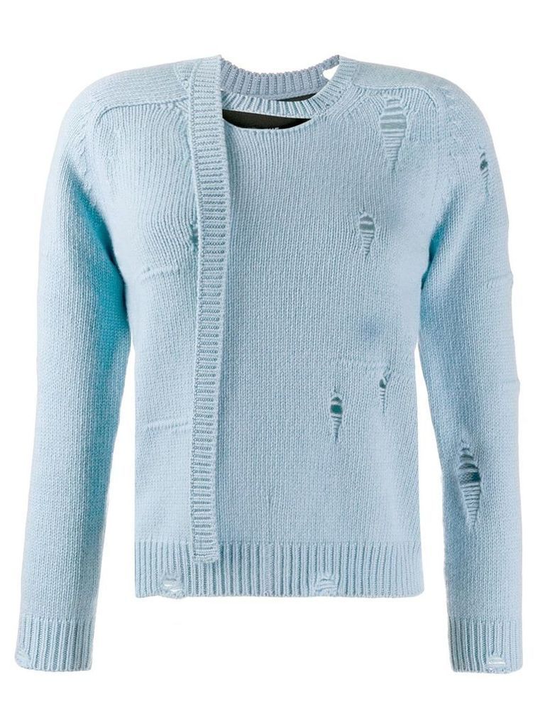 Marc Jacobs Worn Torn knitted sweater - Blue