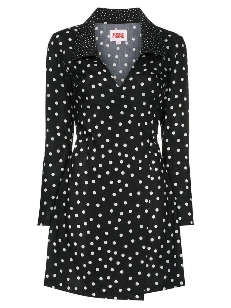 Solid & Striped polka dot wrap-style mini dress - Black