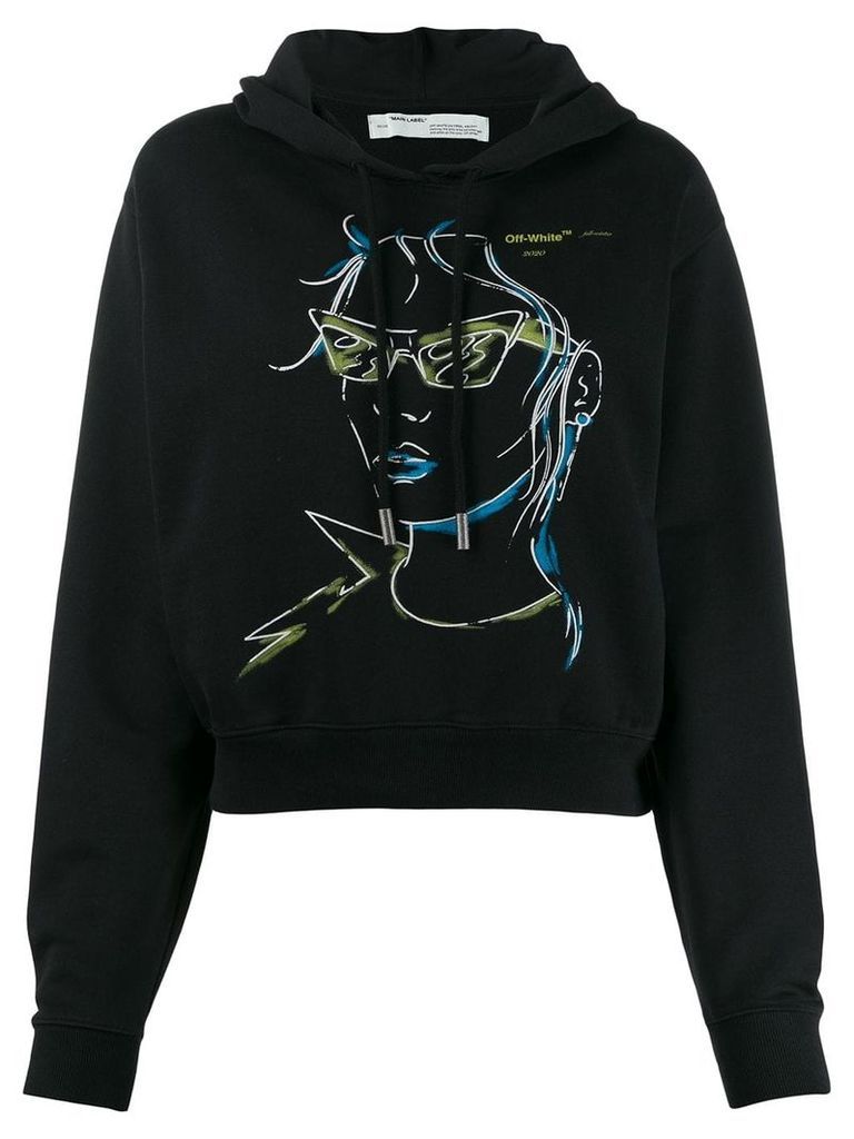 Off-White illustrated face hoodie - Black
