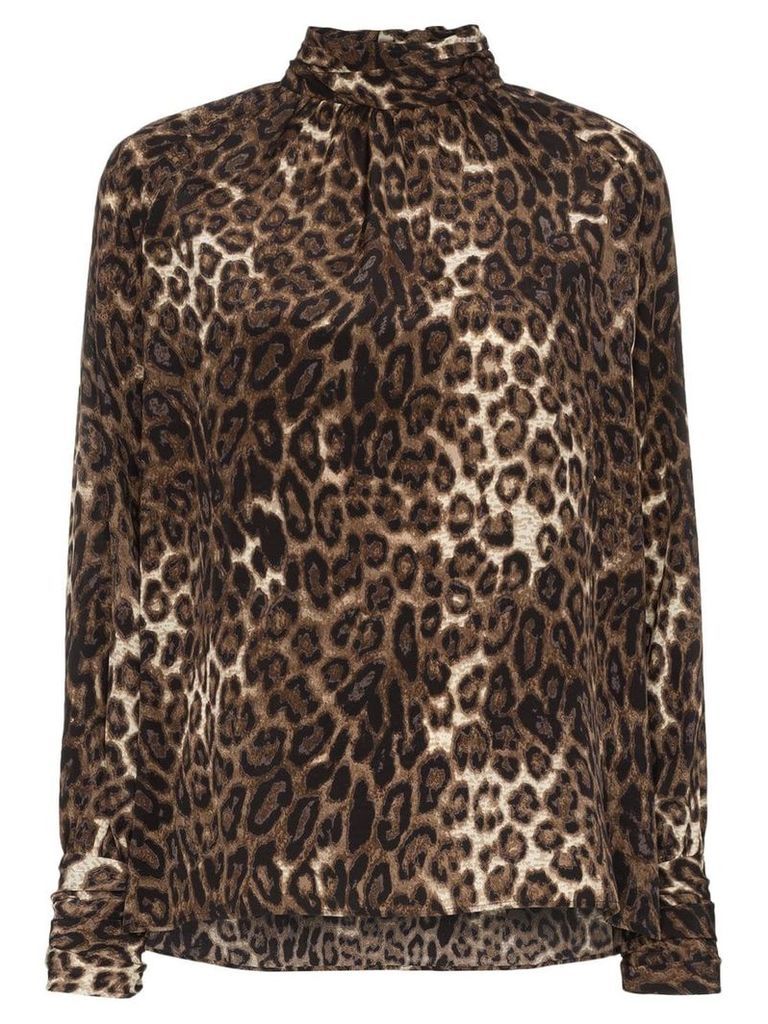 Nili Lotan Alana leopard print silk blouse - Brown