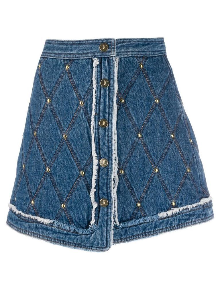 Just Cavalli stitched pattern short skirt - Blue