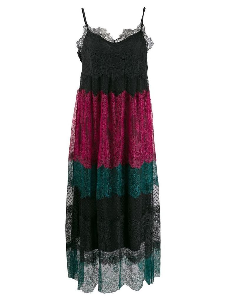 Twin-Set colour block lace dress - Black