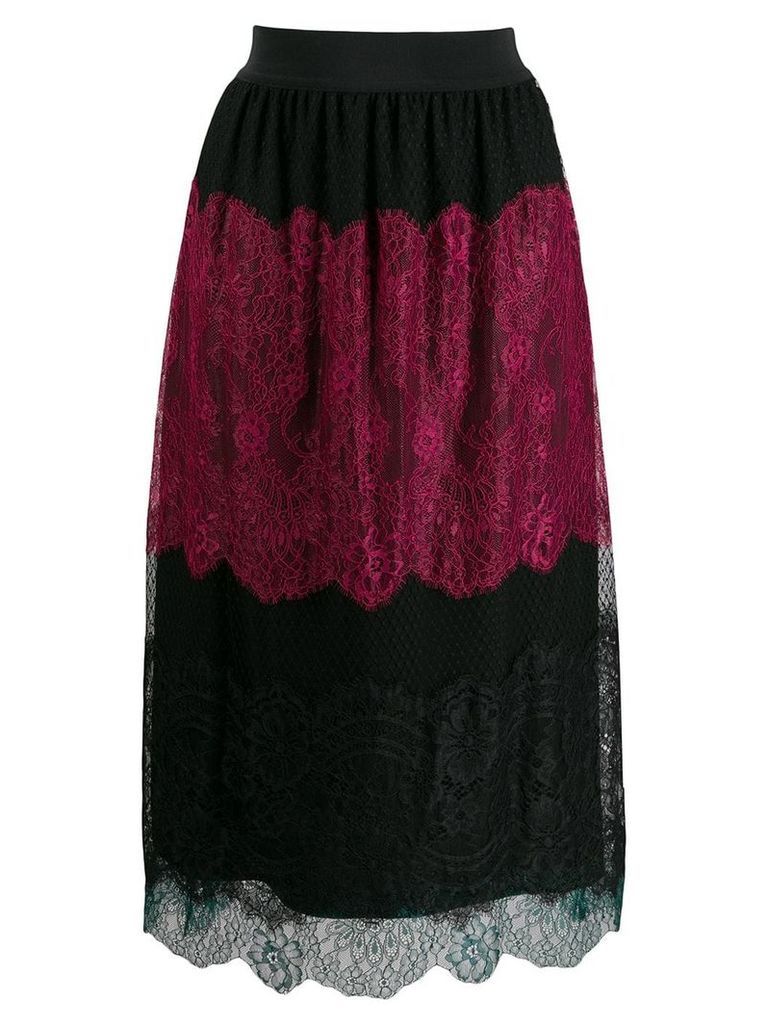 Twin-Set colour block lace skirt - Black
