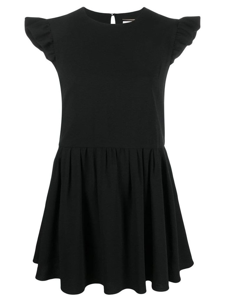 Saint Laurent ruffled sleeves short dress - Black