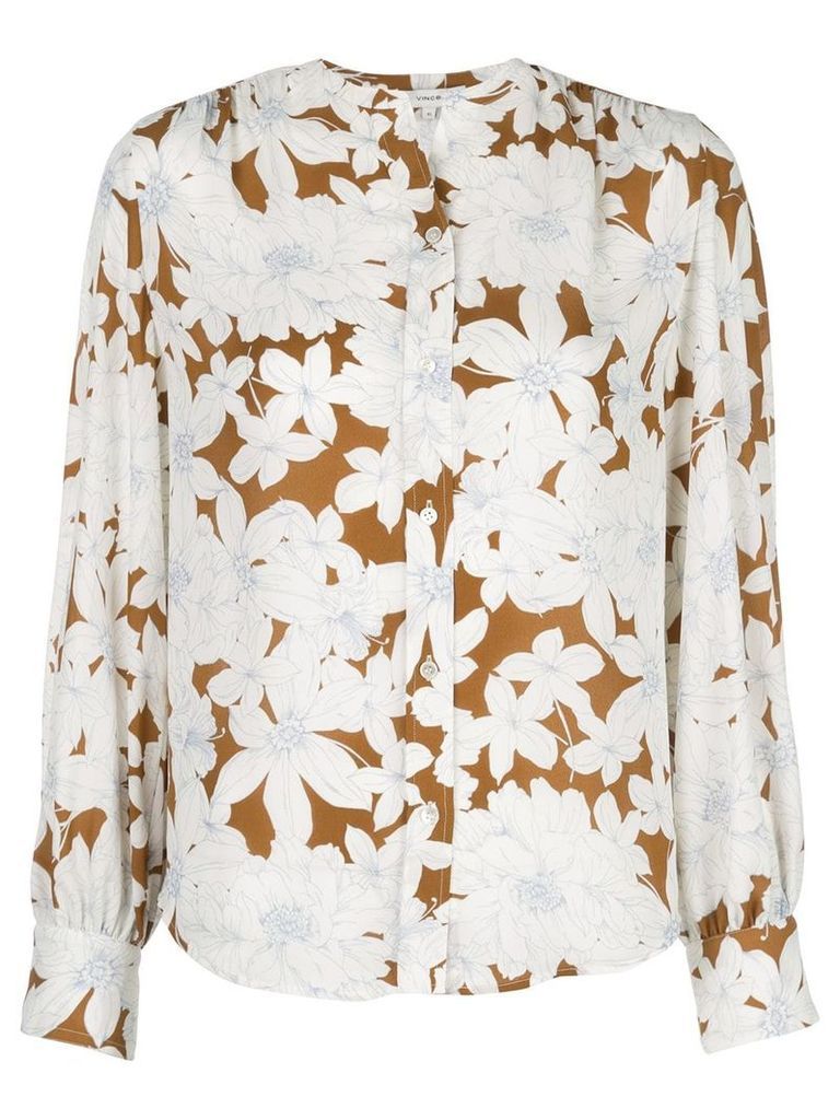 Vince Tropical Blooms shirred back blouse - White