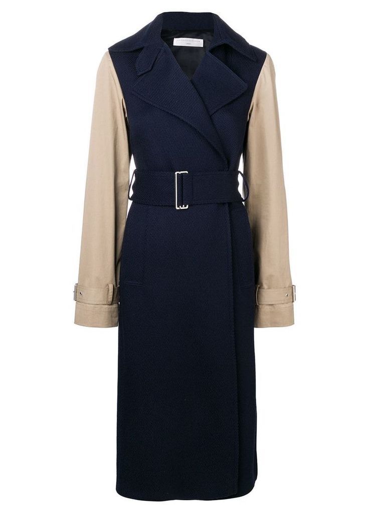 Victoria Beckham contrast sleeve fitted coat - Blue