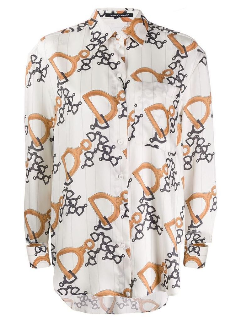 Luisa Cerano cuff pattern shirt - White