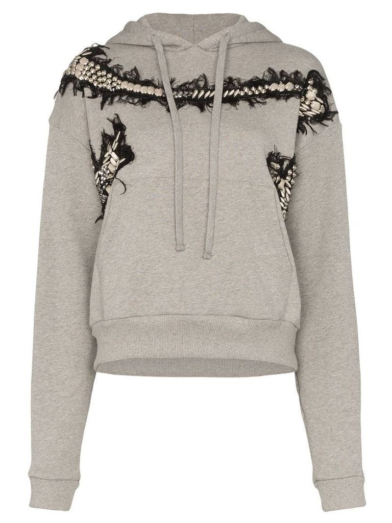 Charles Jeffrey Loverboy appliqué embroidered hoodie - Grey