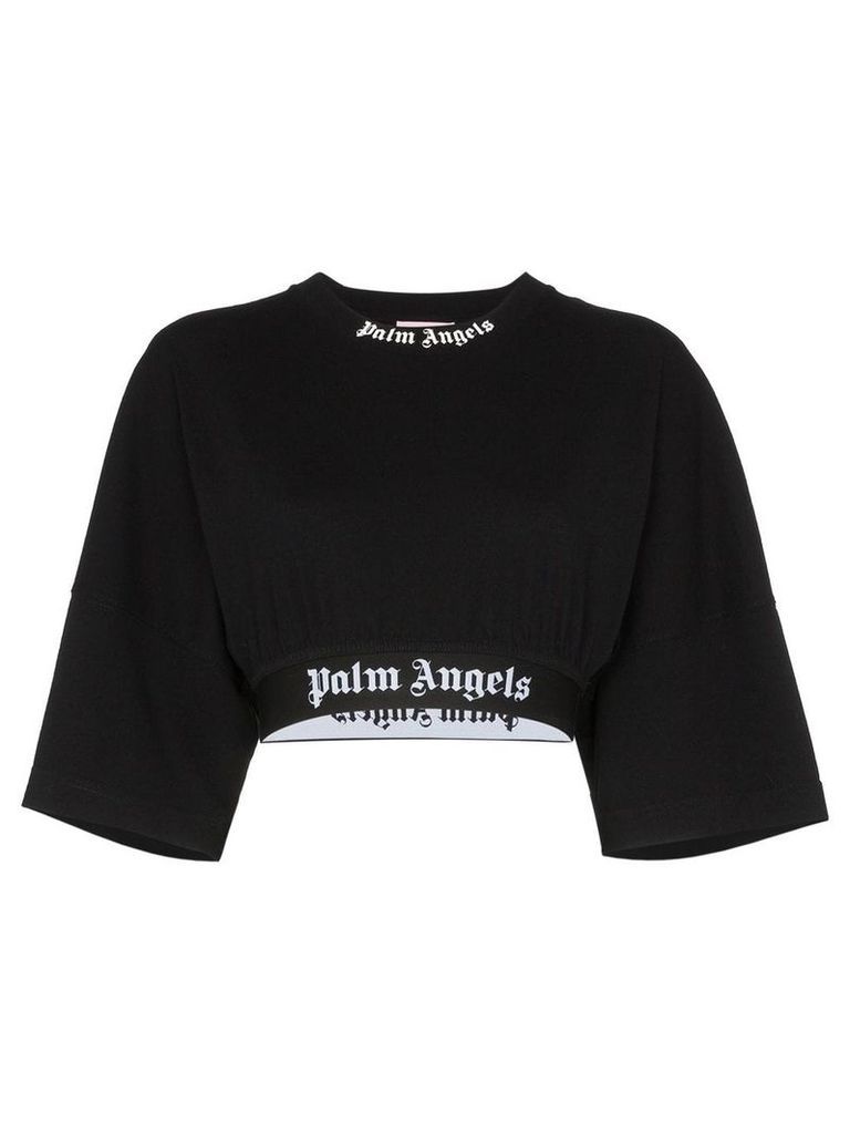 Palm Angels logo tape cropped T-shirt - Black