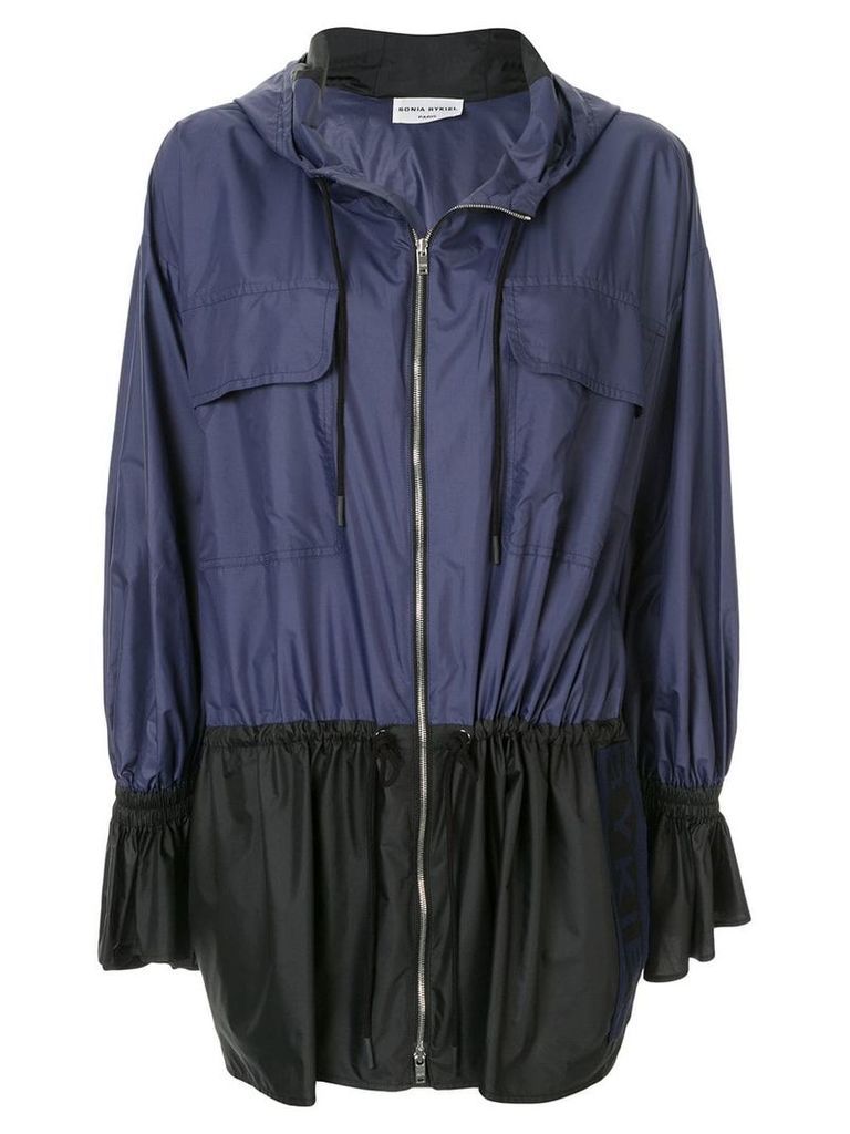Sonia Rykiel zipped hooded parka coat - Blue
