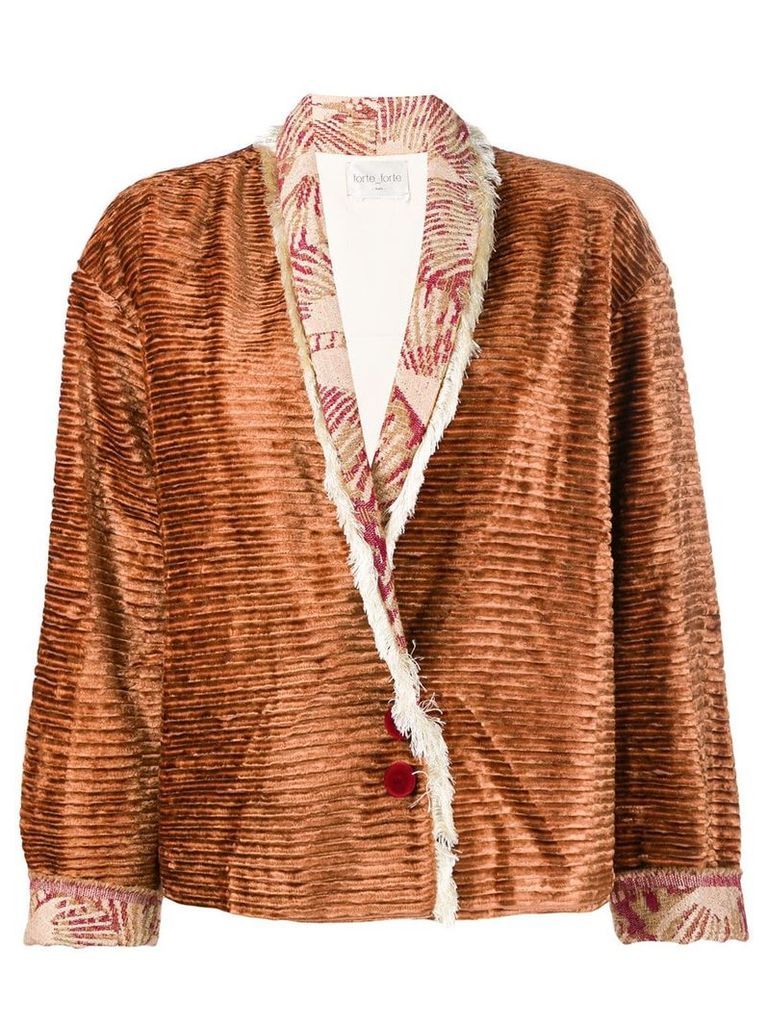 Forte Forte ribbed jacket with fringed trim - Brown