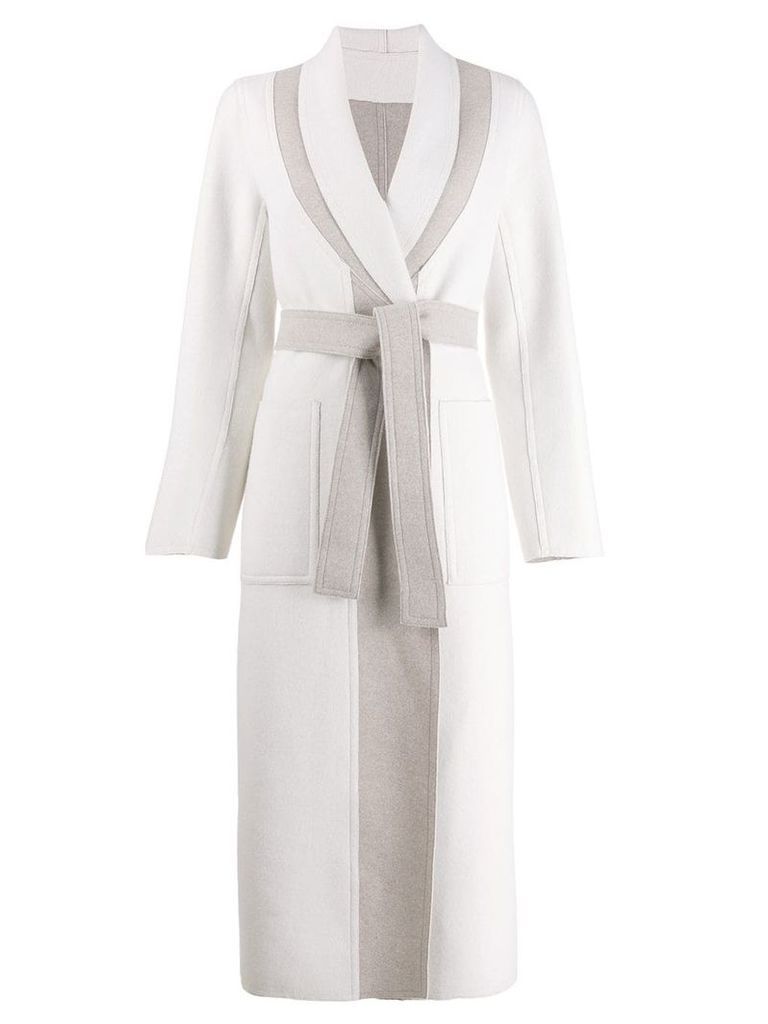 Lorena Antoniazzi two tone belted coat - White