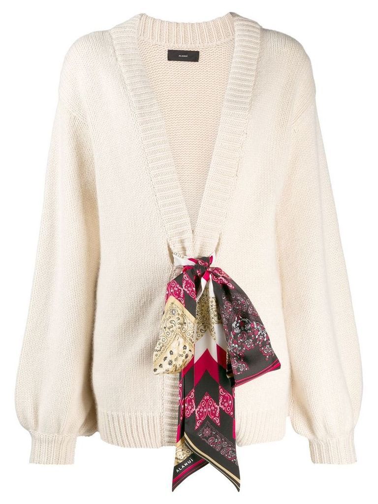 Alanui tie-detail knitted cardigan - NEUTRALS