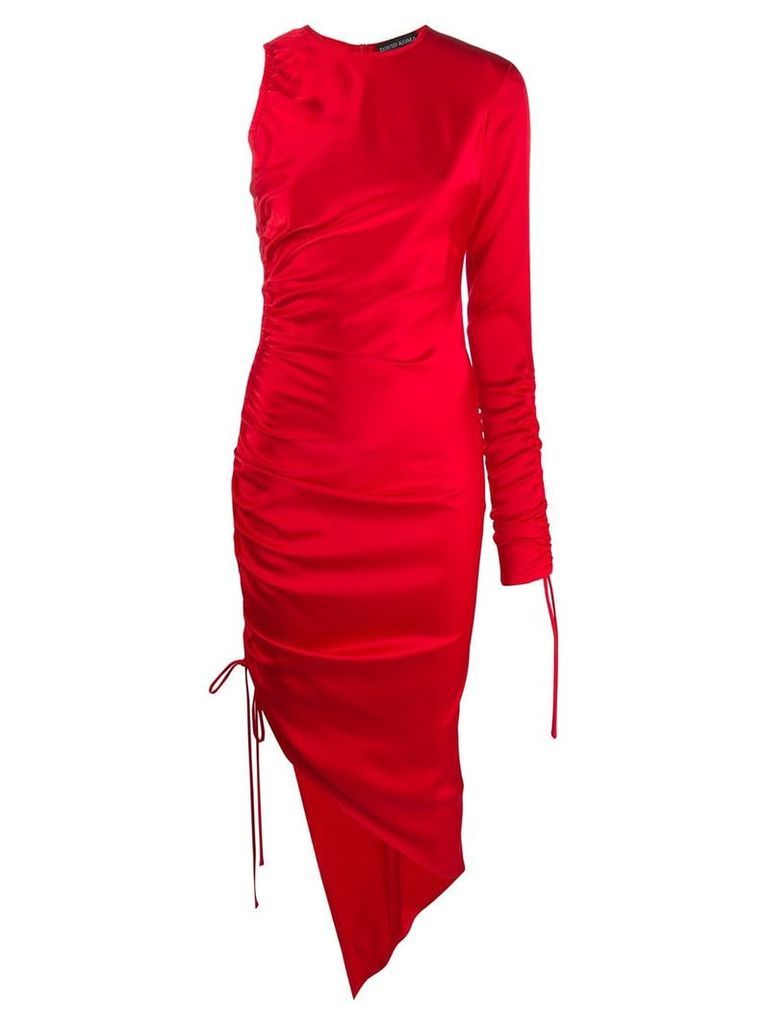 David Koma ruched asymmetric dress - Red