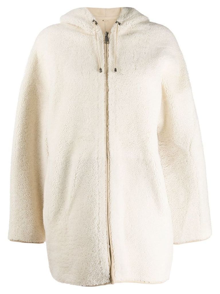 P.A.R.O.S.H. shearling hooded coat - NEUTRALS