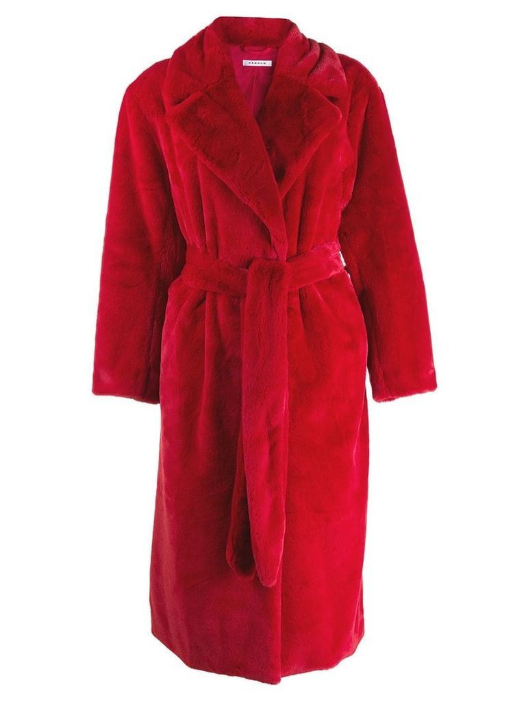 P.A.R.O.S.H. belted faux-fur coat - Red