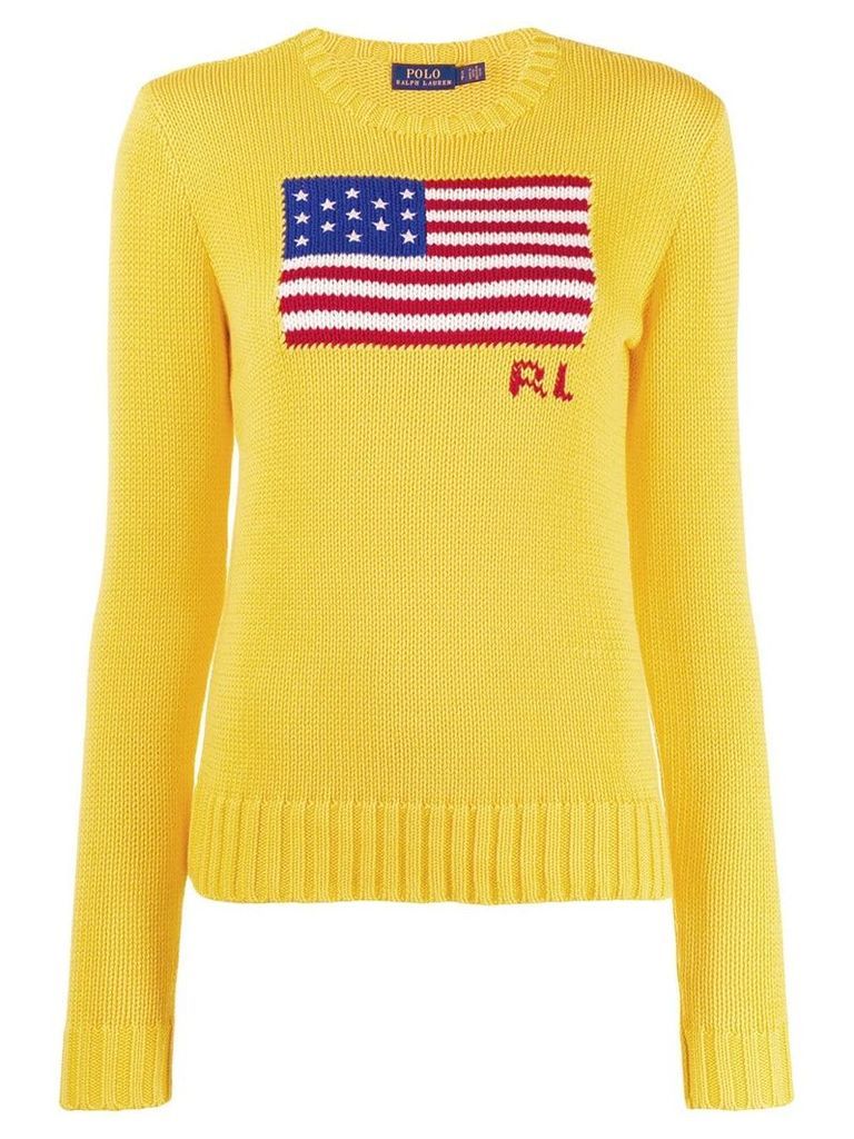 Polo Ralph Lauren logo flag embroidered sweater - Yellow