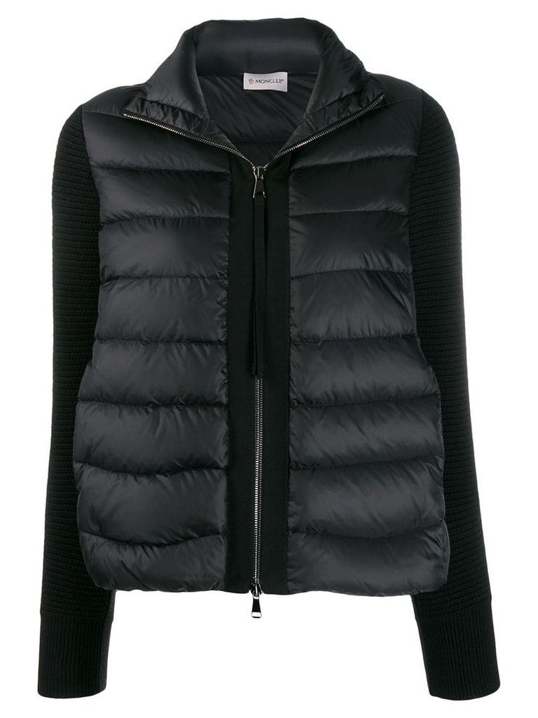 Moncler virgin wool sleeves zipped jacket - Black