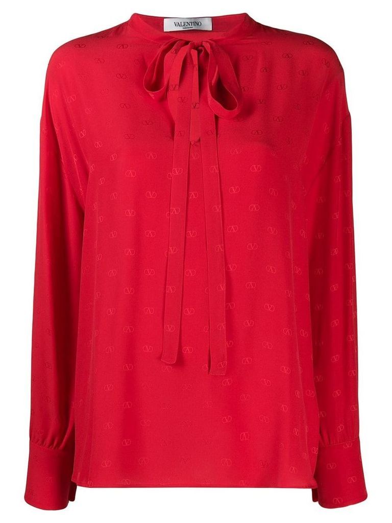 Valentino micro jacquard logo blouse - Red