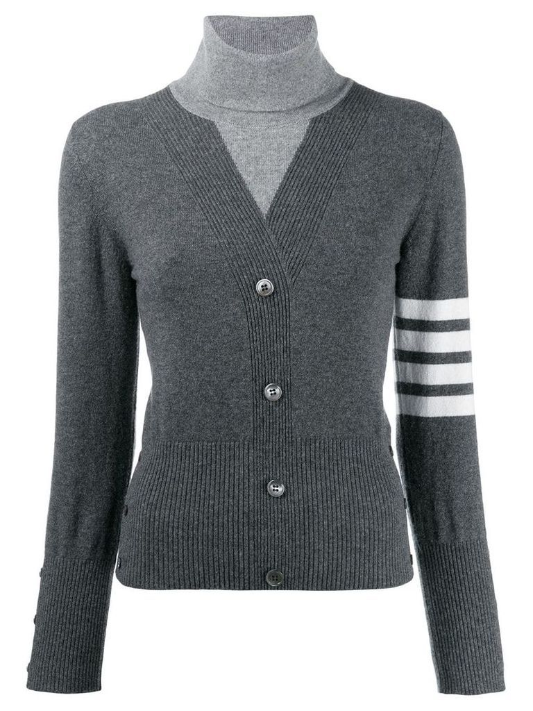 Thom Browne 4-Bar stripe cardigan-effect jumper - Grey