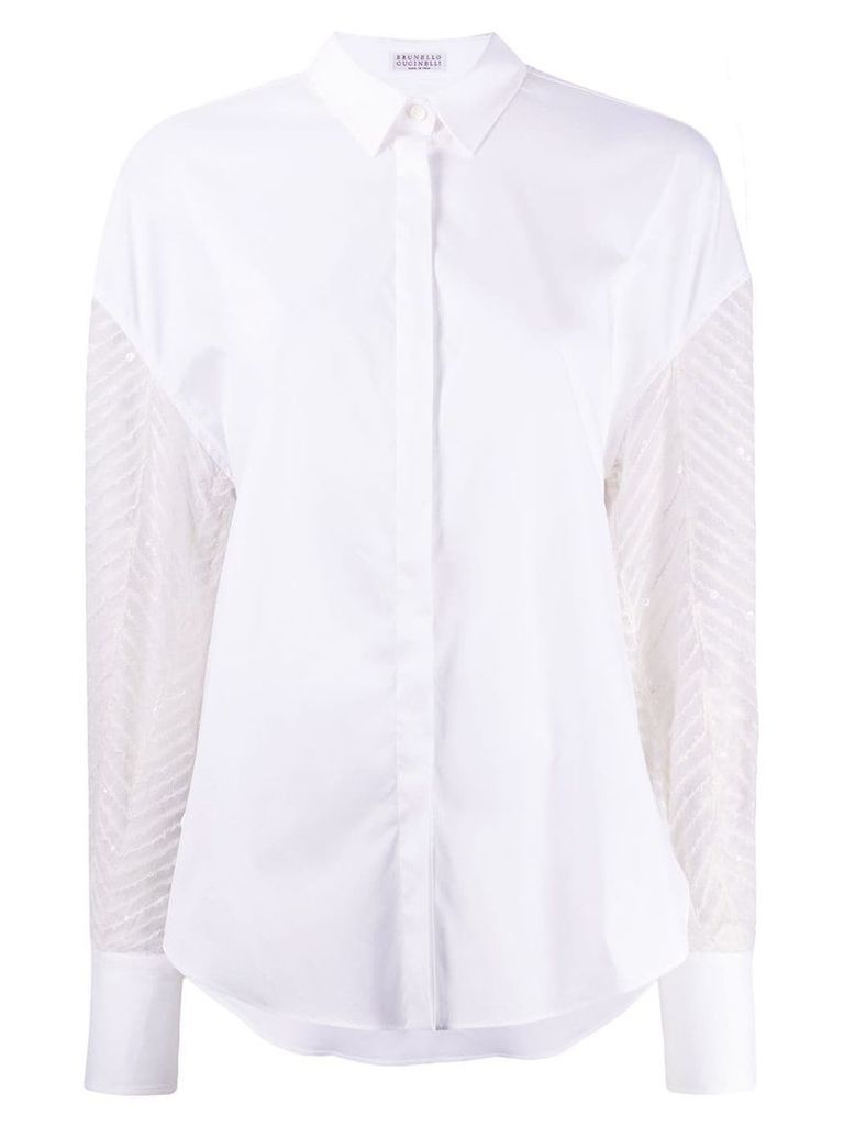 Brunello Cucinelli contrasting sleeve shirt - White