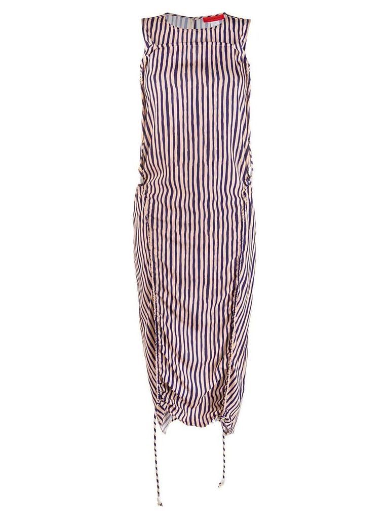 Eckhaus Latta gathered striped dress - NEUTRALS