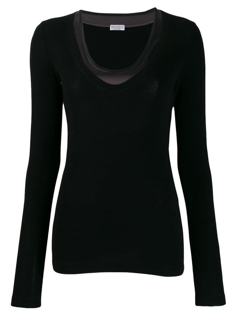 Brunello Cucinelli long-sleeve fitted top - Black