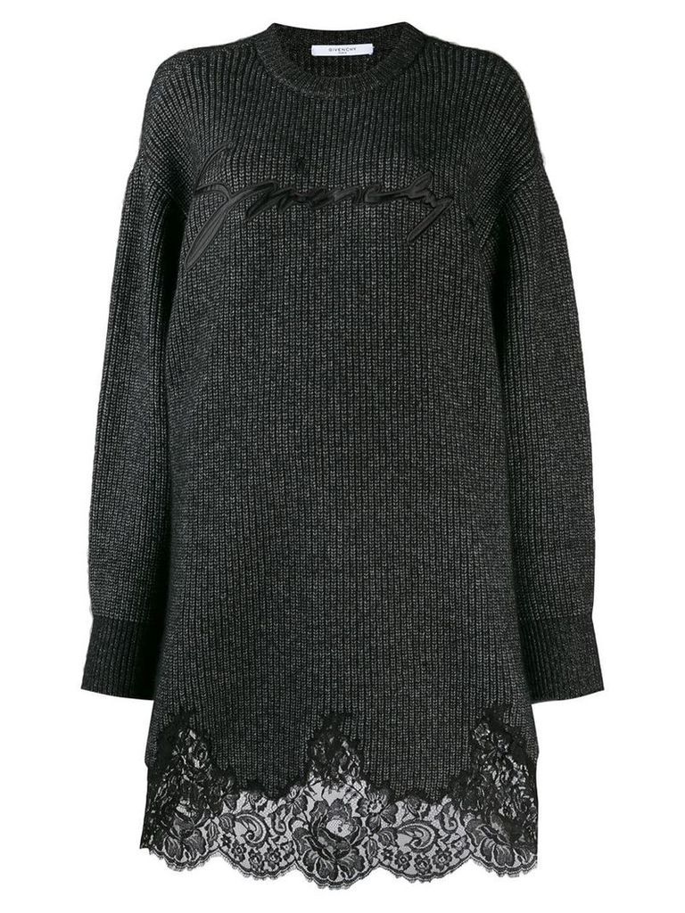 Givenchy lace scalloped sweater dress - Black