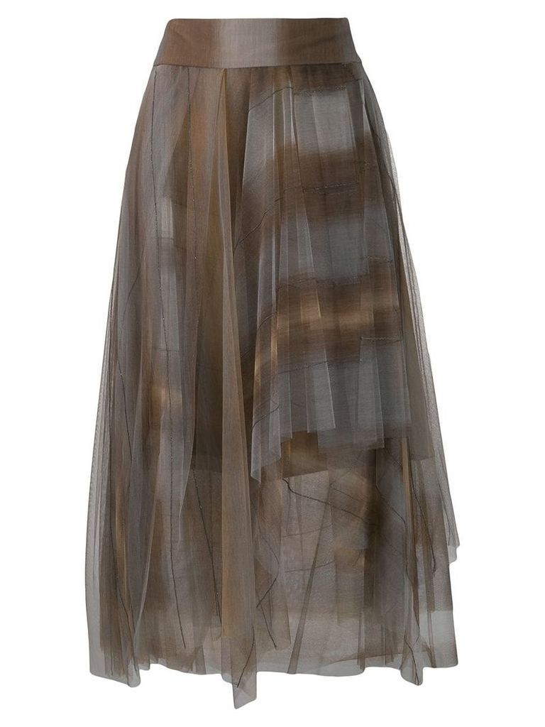Brunello Cucinelli asymmetric flared midi skirt - Grey