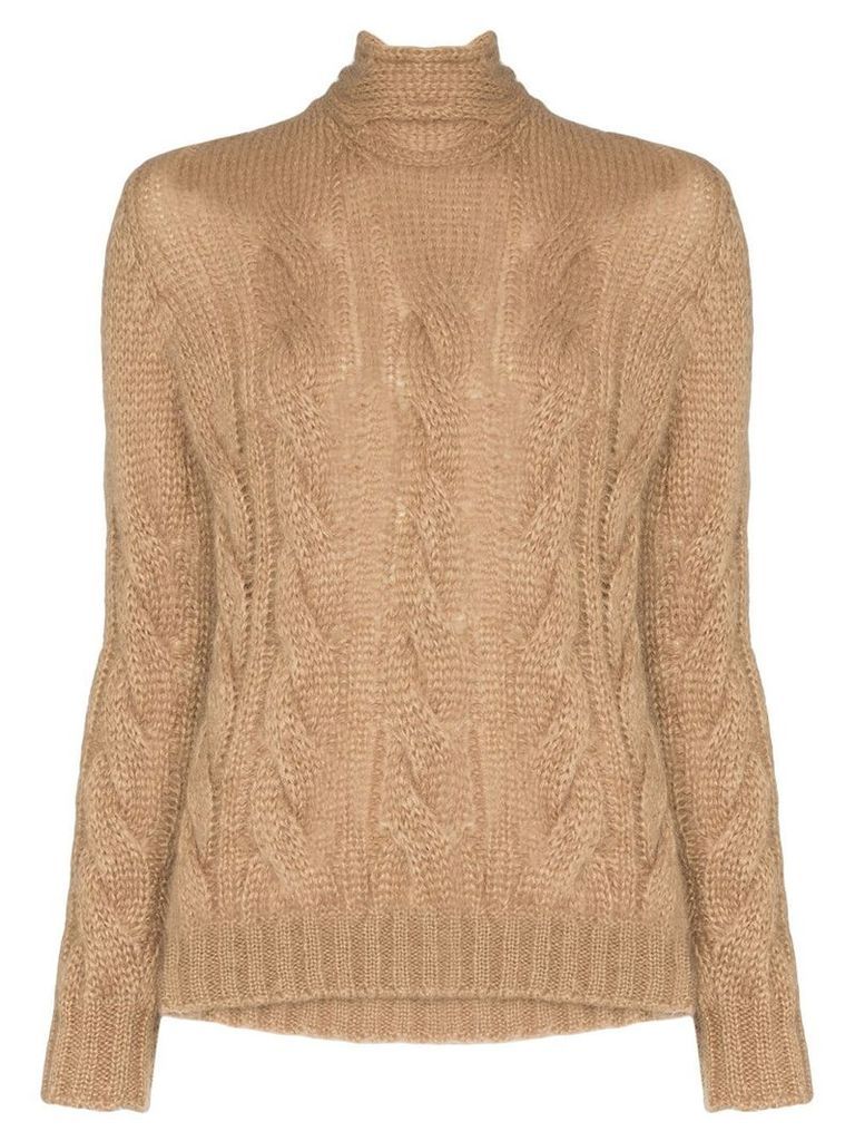 Prada tie-back cable-knit sweater - Brown