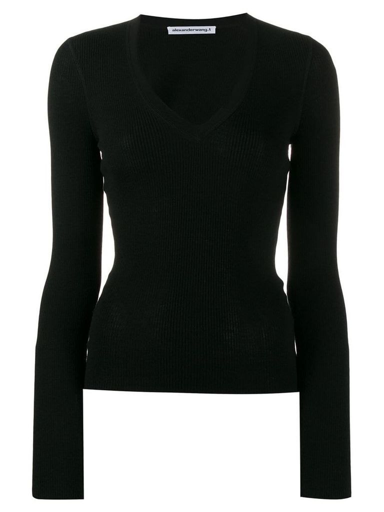 T By Alexander Wang fitted V top - Black