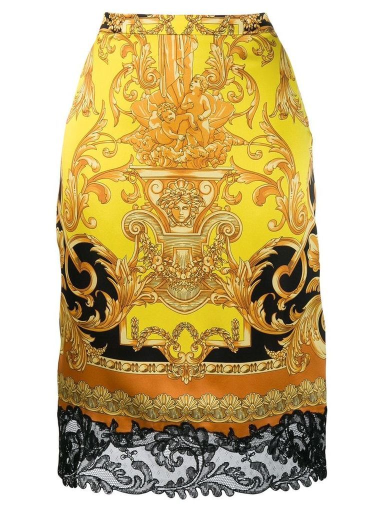 Versace Baroque print skirt - Yellow