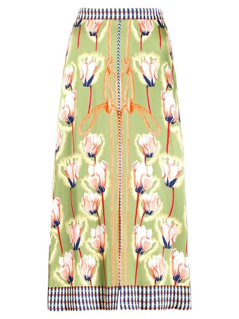 Temperley London floral rope print midi skirt - Green