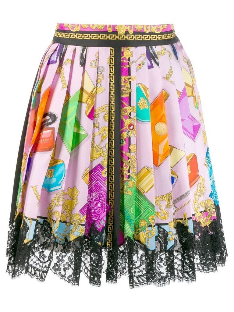 Versace Blonde print lace skirt - PINK